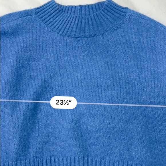 American Eagle Snow Stopper Sweater Bright Blue Cropped Knit Medium - Picture 12 of 13